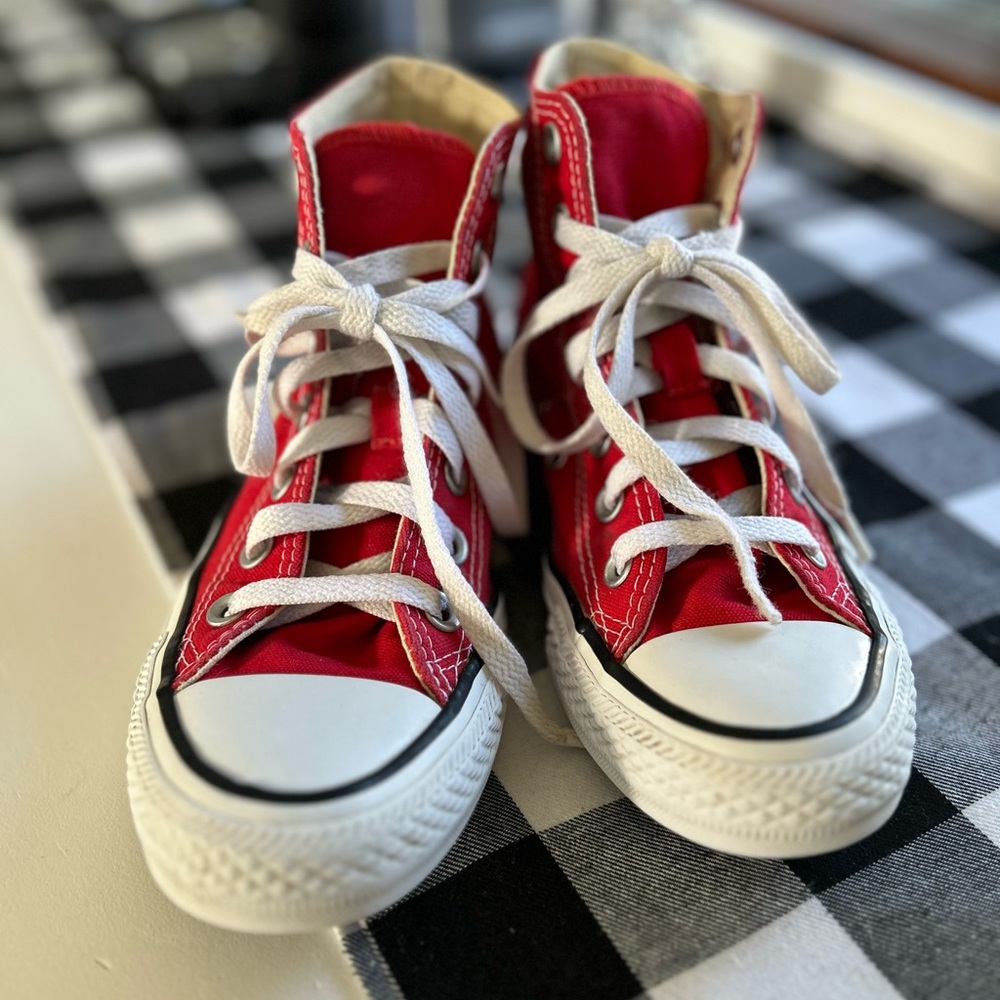 Red Converse high tops